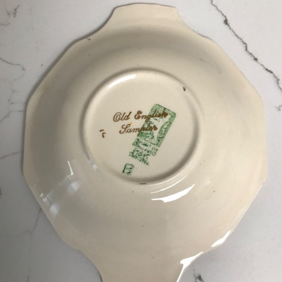 Vintage H&K Tunstall Olde English Sampler China Porcelain Fruit Nappy Candy Dish - Picture 4 of 4